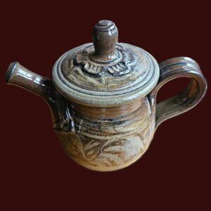 Vintage handmade stoneware teapot art studio pottery Wayne Cardinalli signed